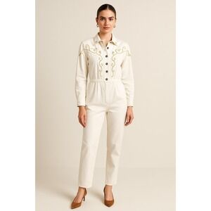 Vintage White and Gold Jumpsuit